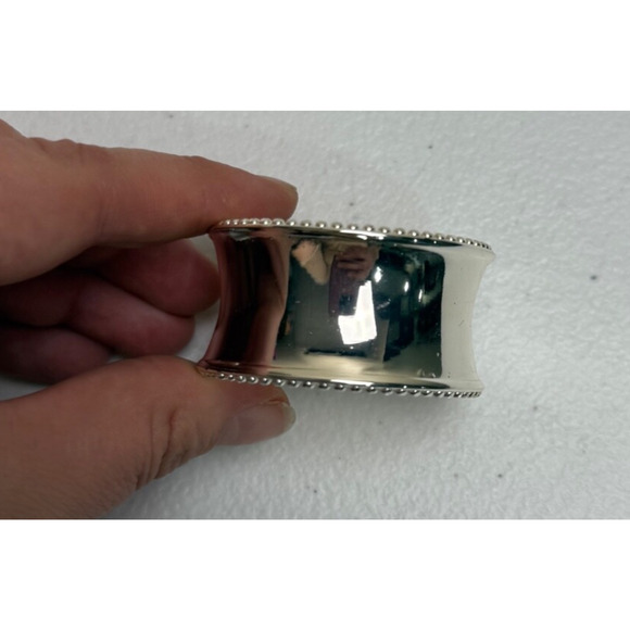 Kemp & Bentley Sliver Napkin Rings Set Of 8 Simple Beaded Minimalist - Picture 3 of 5